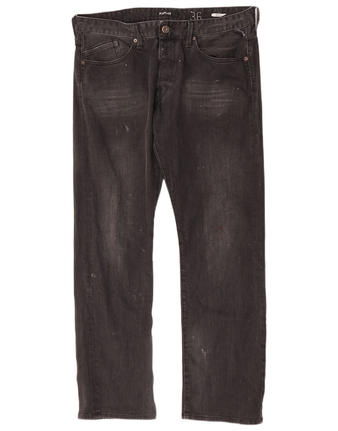 Replay Vaqueros rectos Waitom para hombre W36 L32 Algodón negro