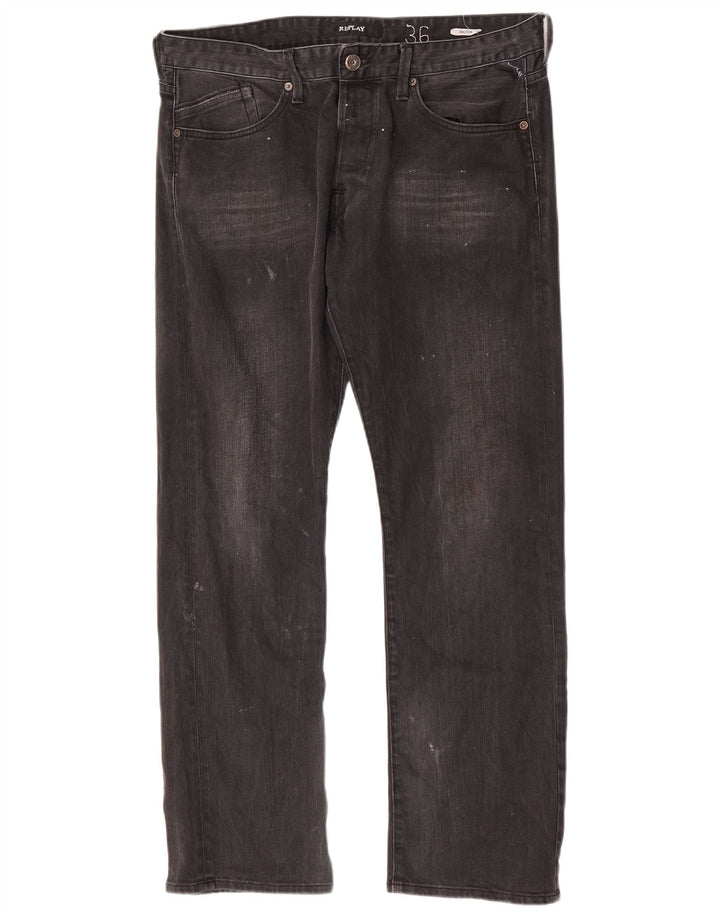Replay Vaqueros rectos Waitom para hombre W36 L32 Algodón negro