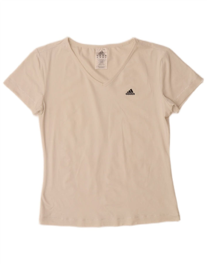 Adidas - Camiseta para mujer, talla 40, talla mediana, color blanco roto, poliamida