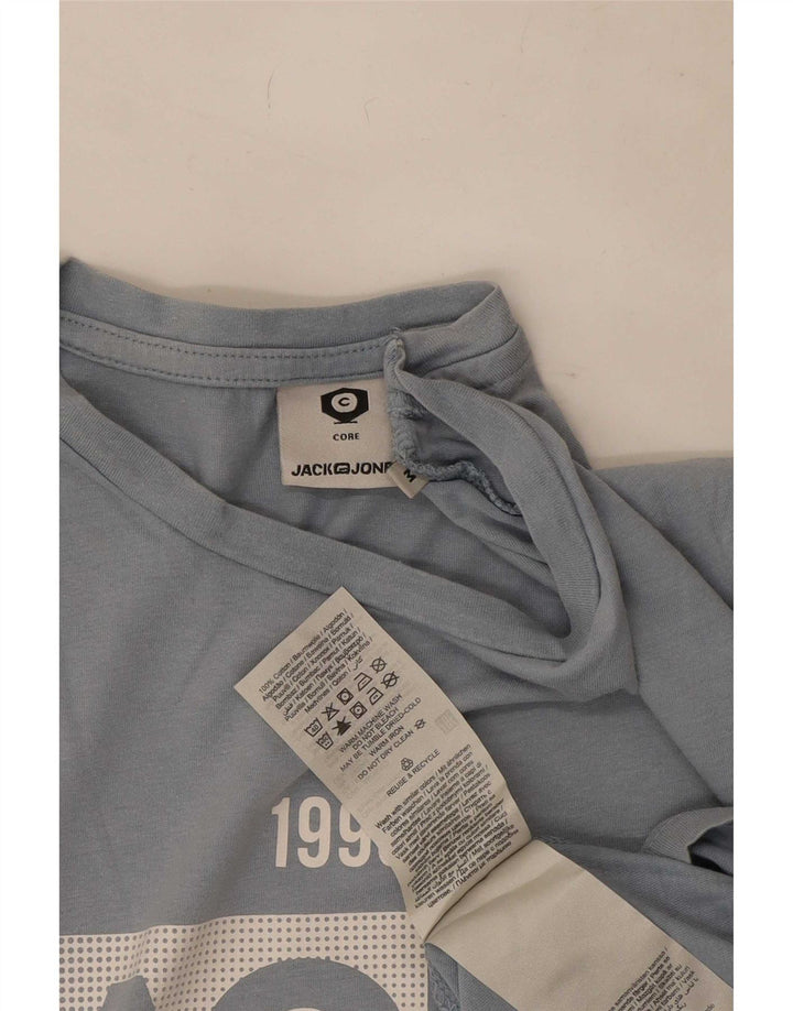 Jack & Jones Hombre Camiseta Gráfica Top Algodón Azul Medio