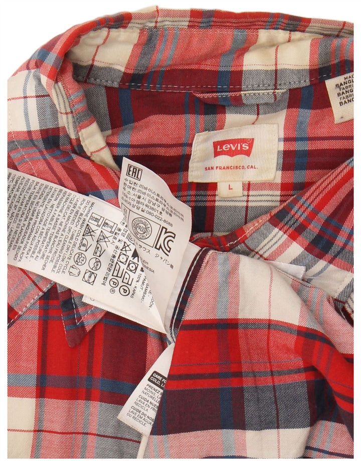 LEVI'S Camisa de franela para hombre de algodón a cuadros rojos grandes