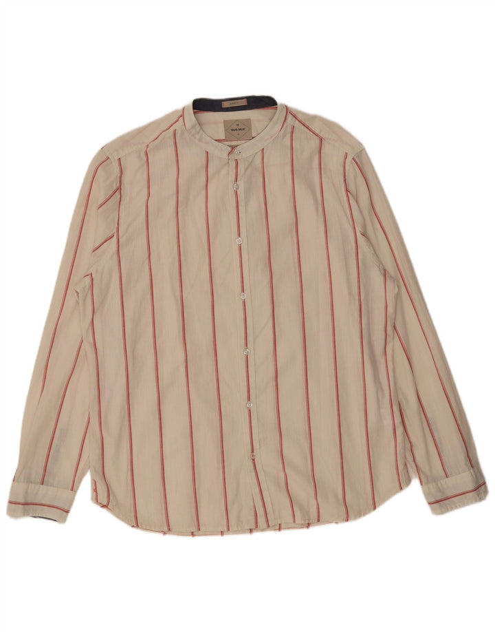 Camisa de corte clásico para hombre White Stuff XL de algodón a rayas blancas