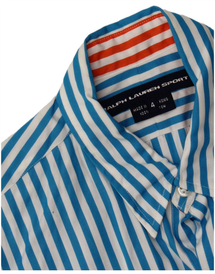 RALPH LAUREN Camisa sin mangas para mujer US 4 Pequeño Algodón a rayas azules