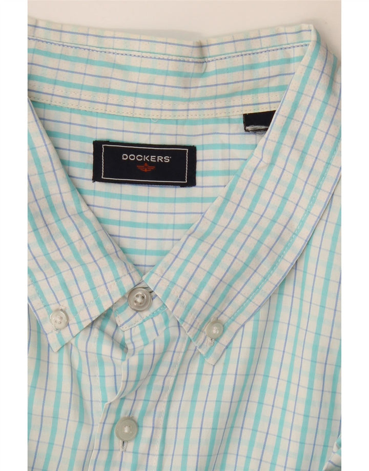 DOCKERS Camisa Manga Corta Hombre 2XL Cuadros Turquesa