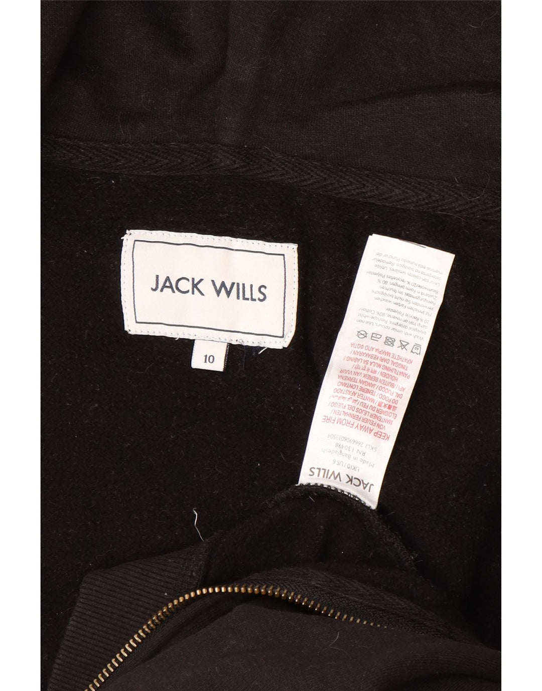 JACK WILLS Suéter con capucha y cremallera extragrande para mujer UK 10 Small Black