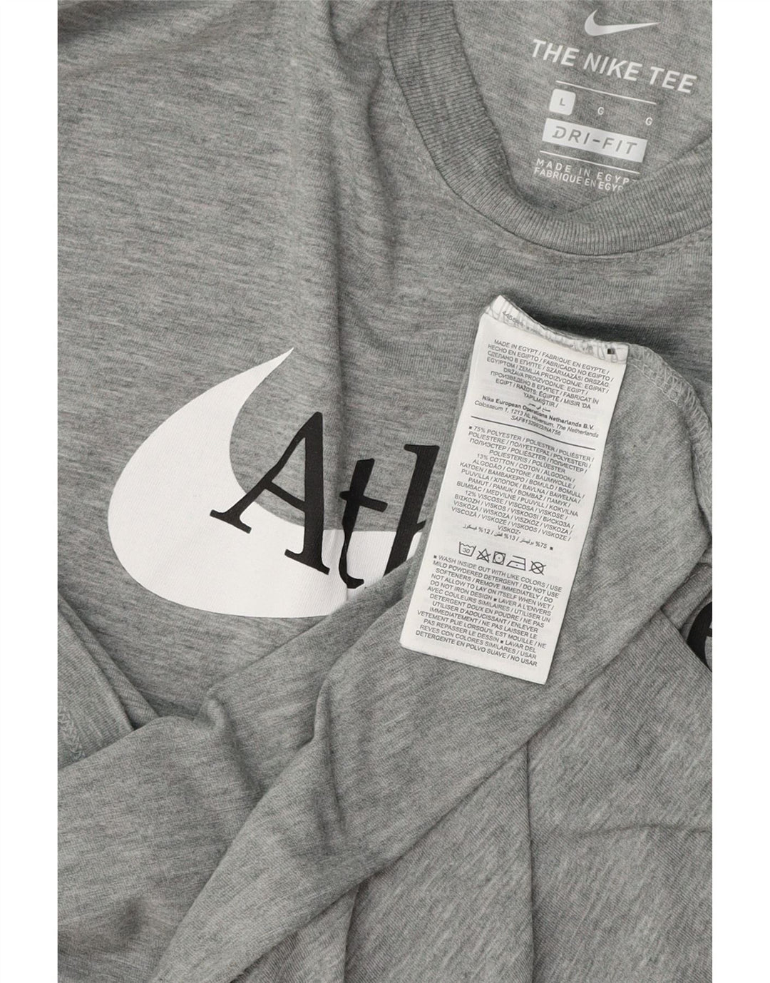 NIKE Camiseta gráfica Dri Fit para hombre Top poliéster gris grande