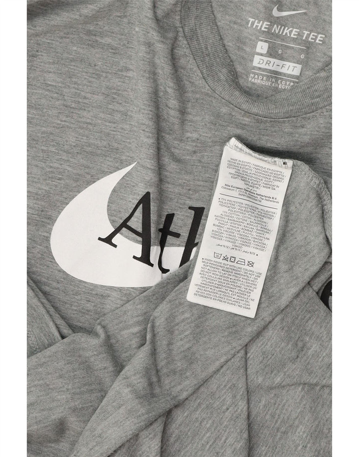 NIKE Camiseta gráfica Dri Fit para hombre Top poliéster gris grande