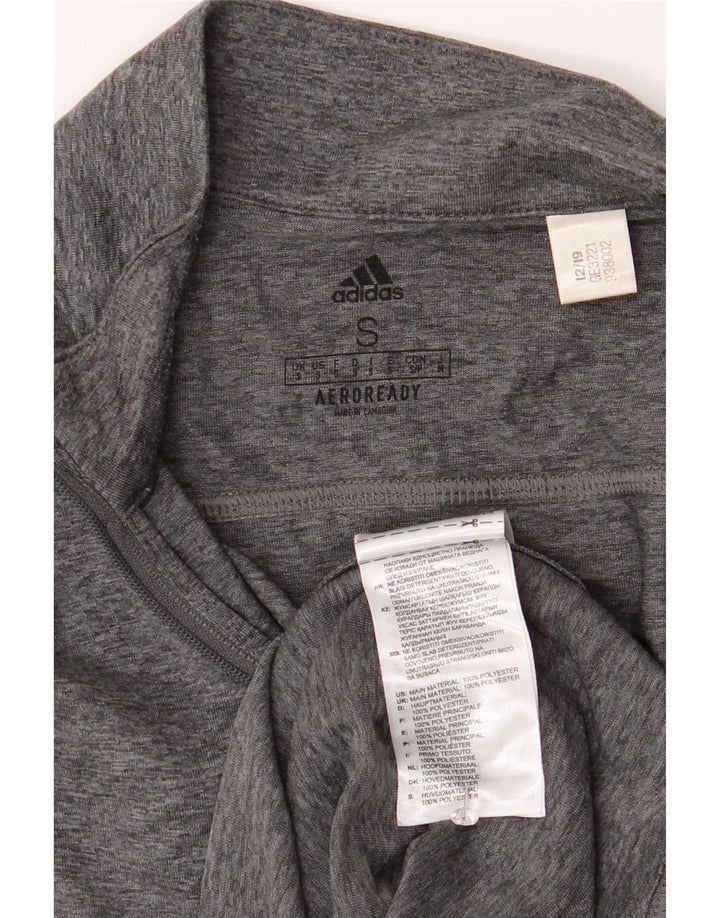 Adidas Hombre Aeroready Zip Neck Top Manga Larga Pequeño Gris Moteado Poliéster