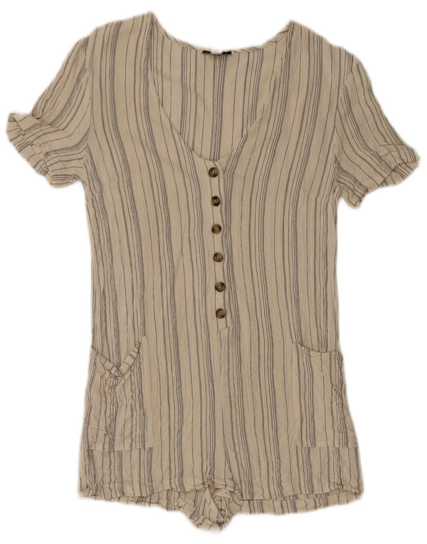 Mono corto para mujer Topshop UK 42 Viscosa a rayas beige medio