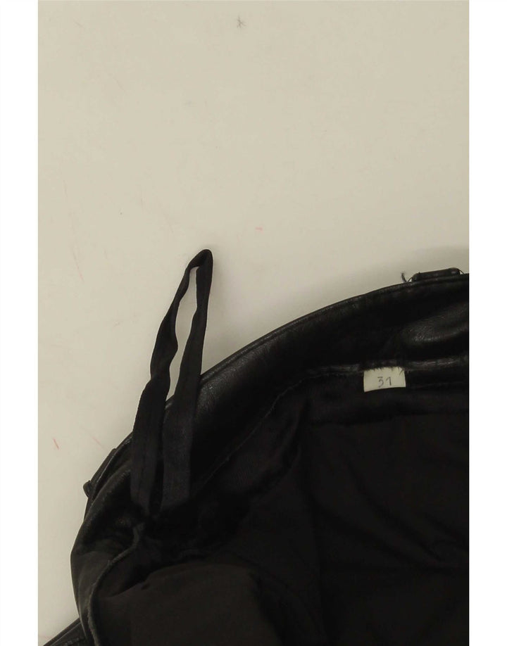 Pantalones de cuero rectos vintage para hombre W31 L30 Negro