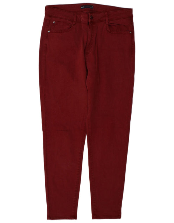 Marks & Spencer Pantalones informales regulares para mujer UK 40 Large W34 L28 Borgoña