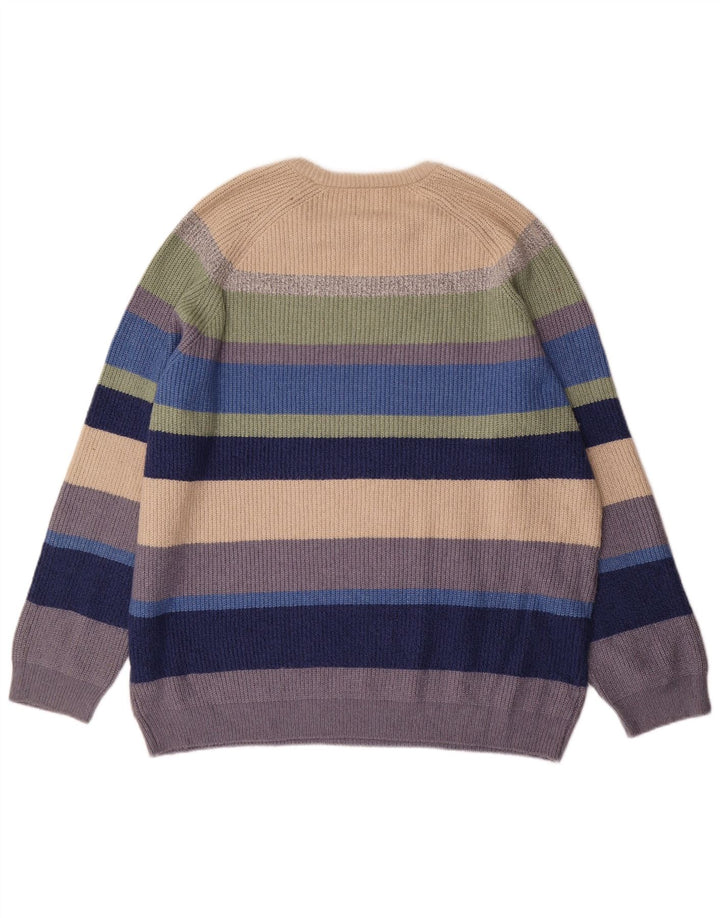 Marks & Spencer Jersey con cuello barco para hombre, talla 2XL, rayas multicolor