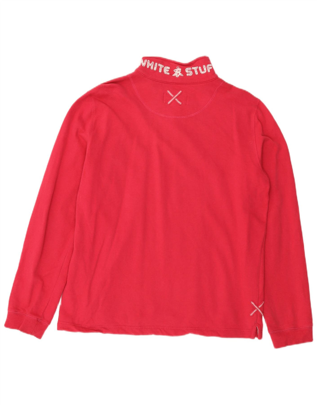 White Stuff Sudadera con cuello y cremallera para mujer, talla 42, algodón rosa mediano