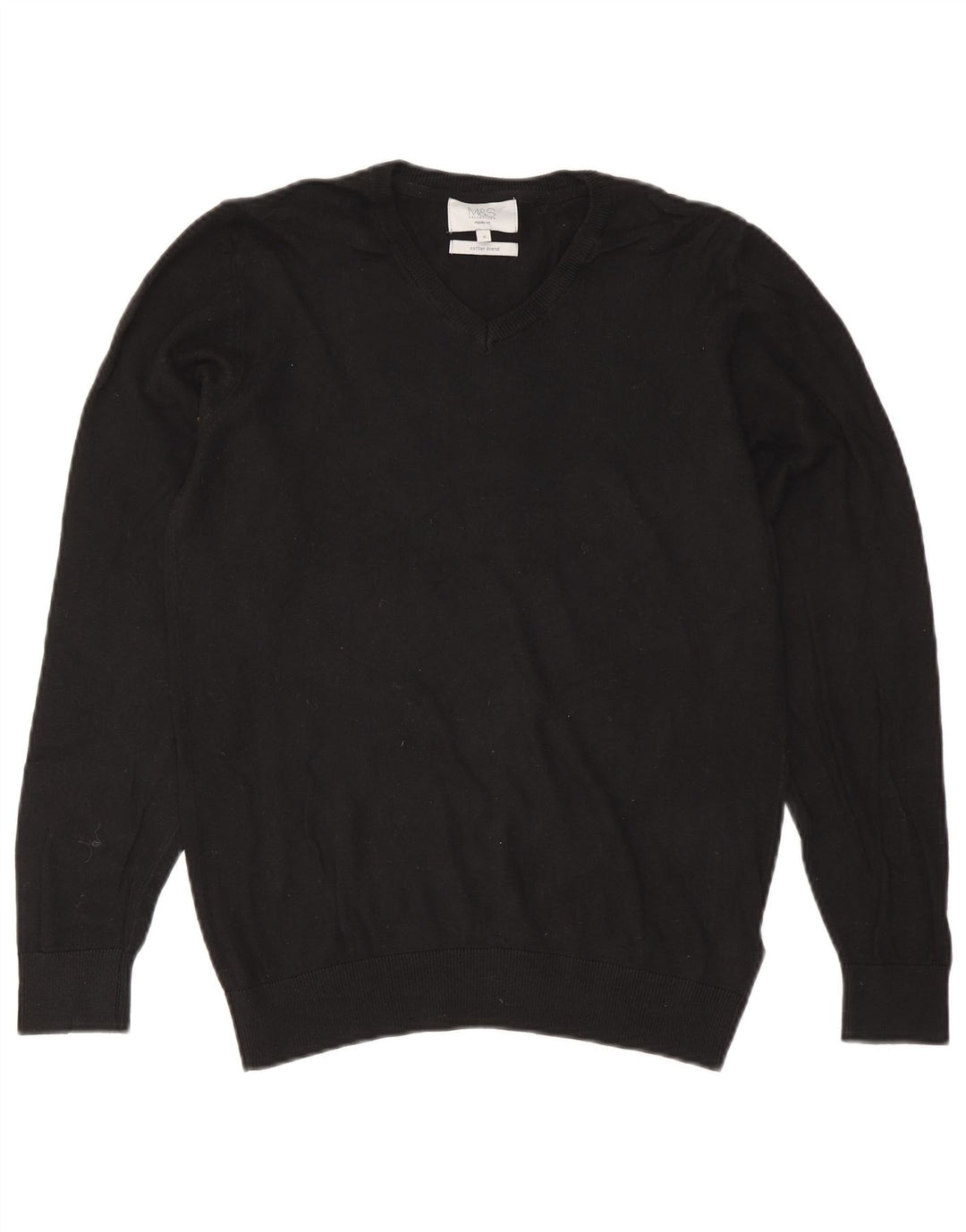 Marks & Spencer Jersey Regular Fit con Cuello en V para Hombre Pequeño Algodón Negro