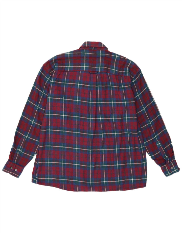 Gian Marco Venturi Camisa de franela para hombre Algodón a cuadros burdeos grande