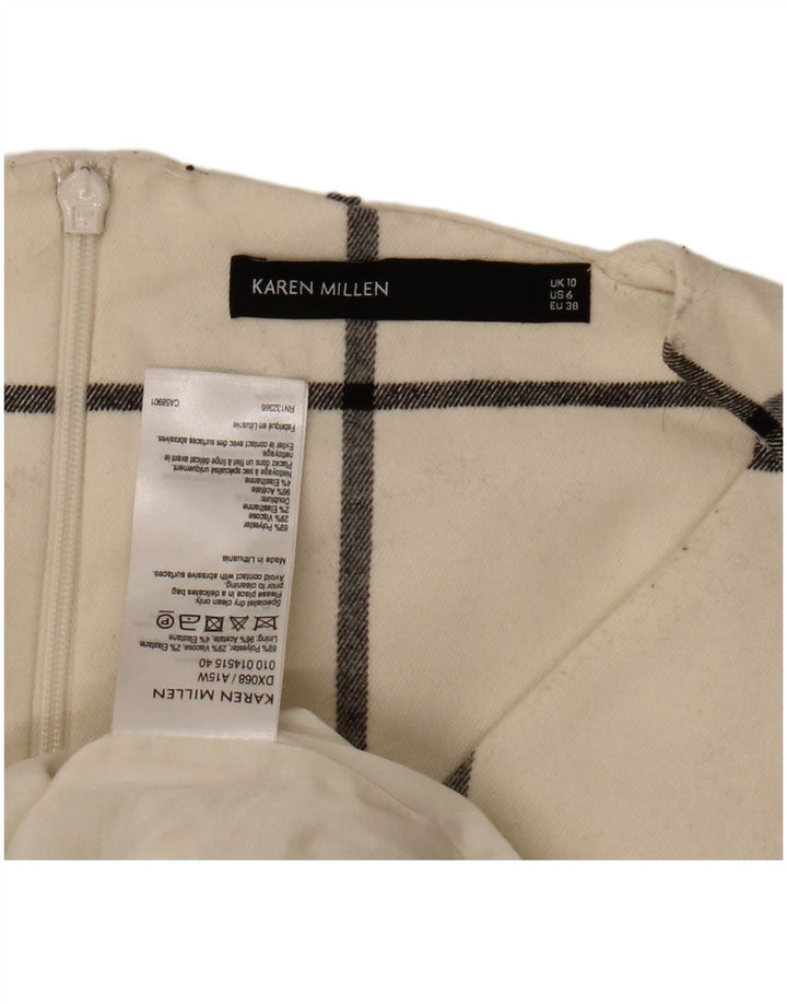Karen Millen Vestido tubo para mujer UK 10 Small Off White Check Poliéster