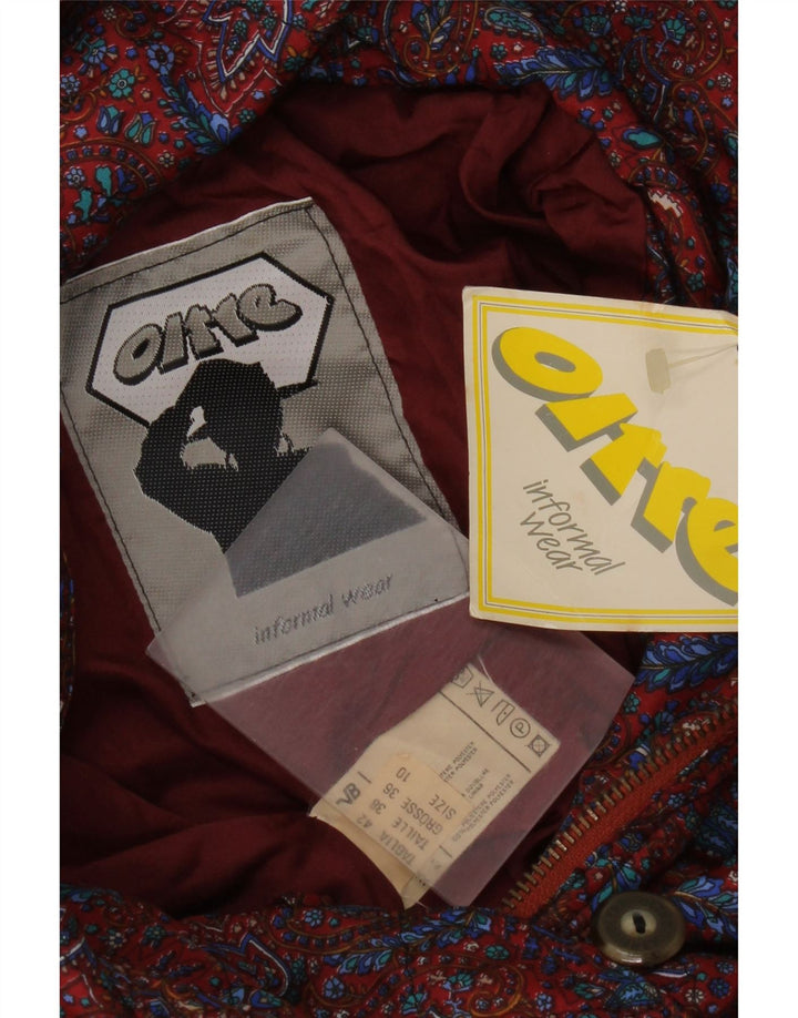 oltre Chaqueta bomber extragrande con capucha para mujer UK 10 Small Red Paisley