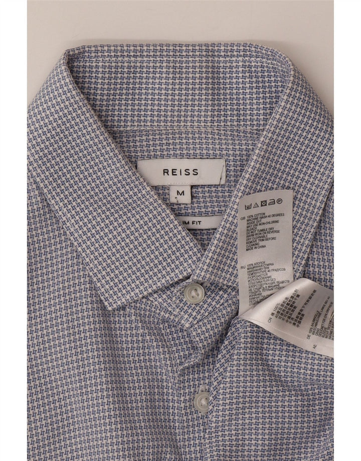Camisa Reiss Hombre Slim Fit De Algodón Con Pata De Gallo Azul Medio