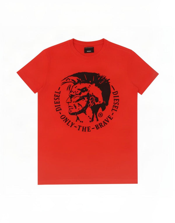 Diesel Hombre Camiseta Gráfica Top Pequeño Rojo
