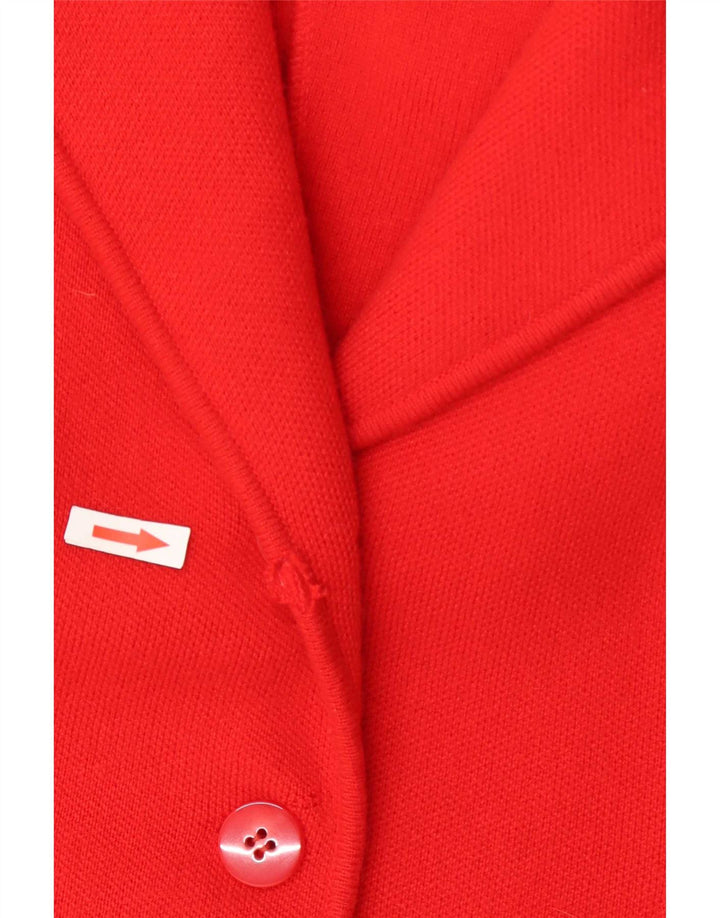 Vintage mujer punto 2 botones Blazer chaqueta Reino Unido 14 medio rojo cachemira
