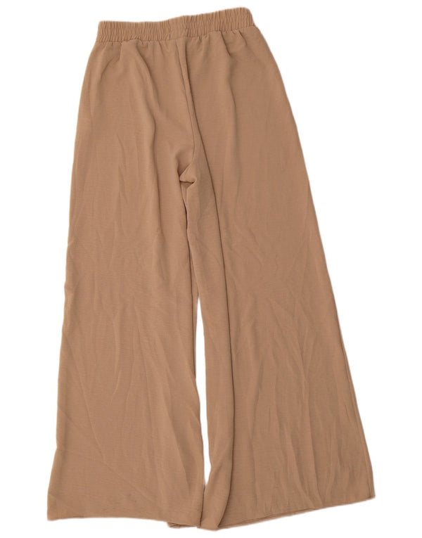 Zara Mujer Pantalones Anchos De Cintura Alta Pequeño W27 L30 Poliéster Caqui