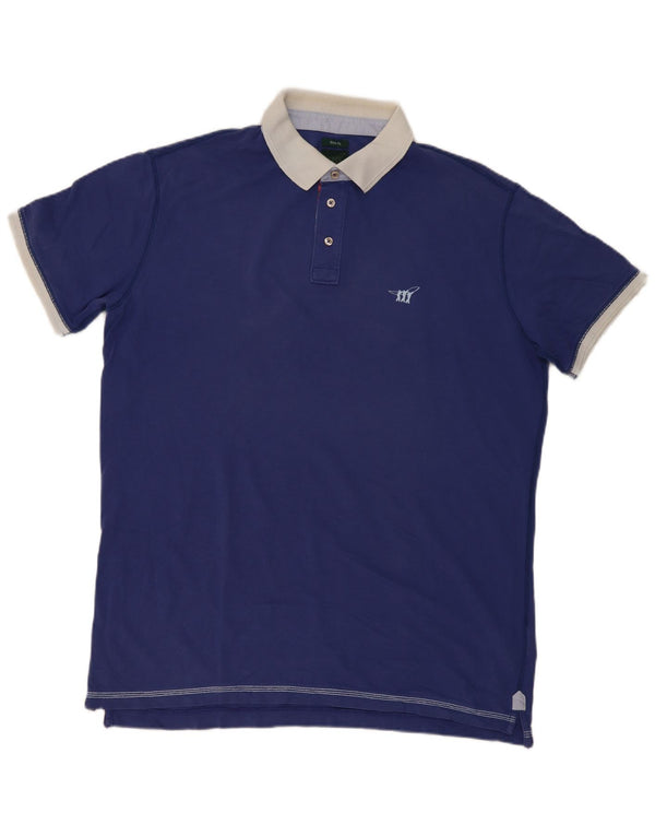 Henry Cottons Polo de rugby ajustado para hombre, talla 3XL, algodón azul marino
