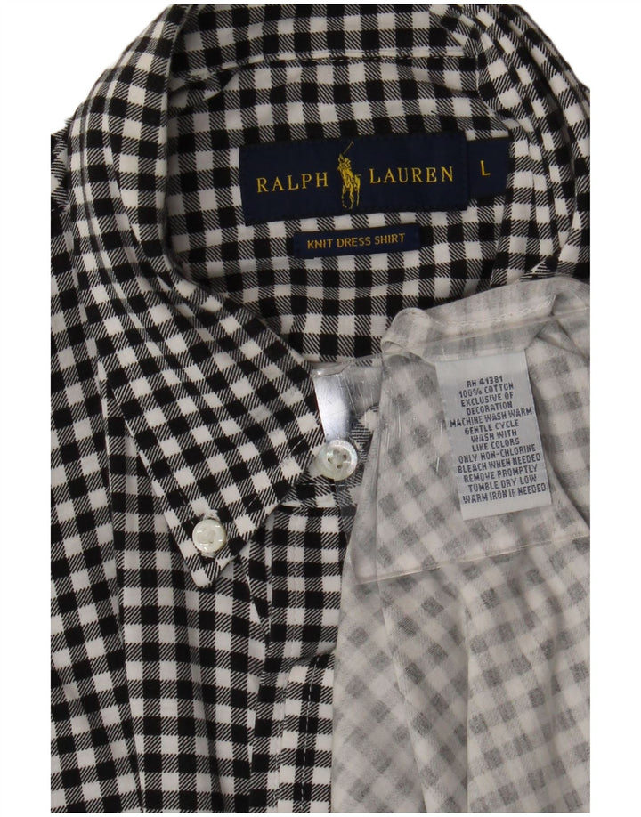 Ralph Lauren - Camisa de franela para hombre (algodón a cuadros), color negro