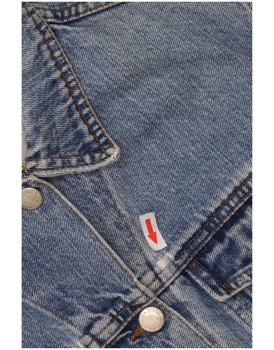 VINTAGE Mujer Crop Denim Chaqueta Reino Unido 14 Azul Medio