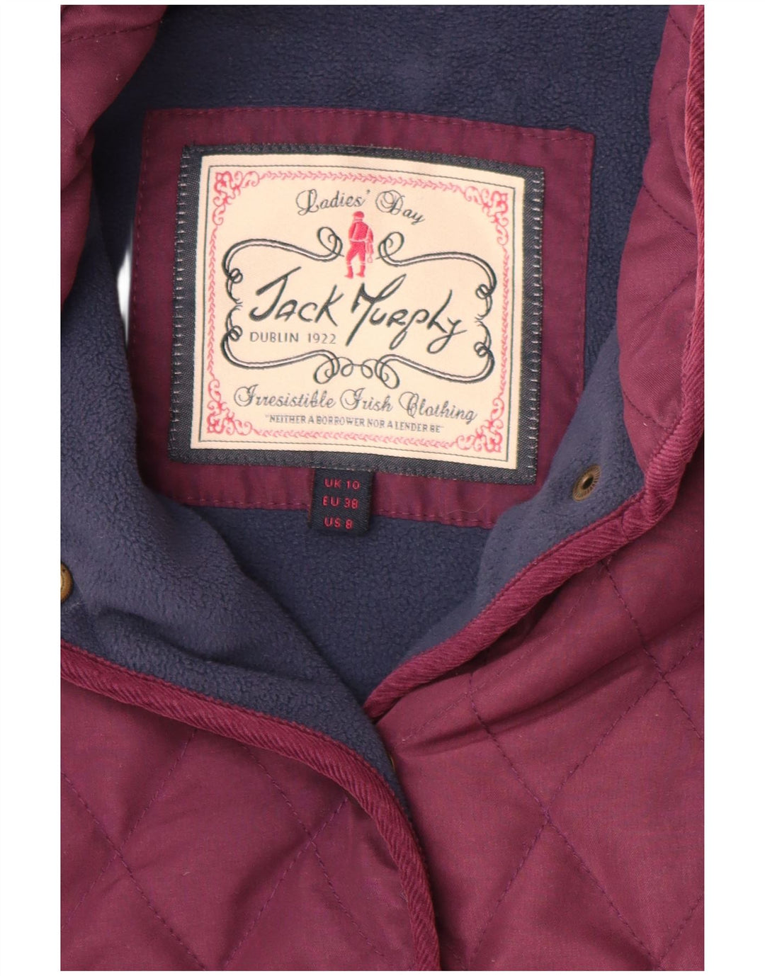 JACK MURPHY Chaqueta acolchada para mujer UK 10 Small Purple Poliéster