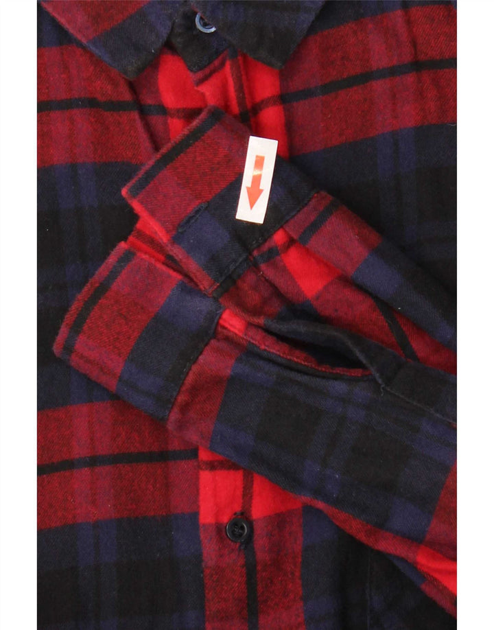 Zara Mujer Camisa De Franela UK 44 Medium Red Check