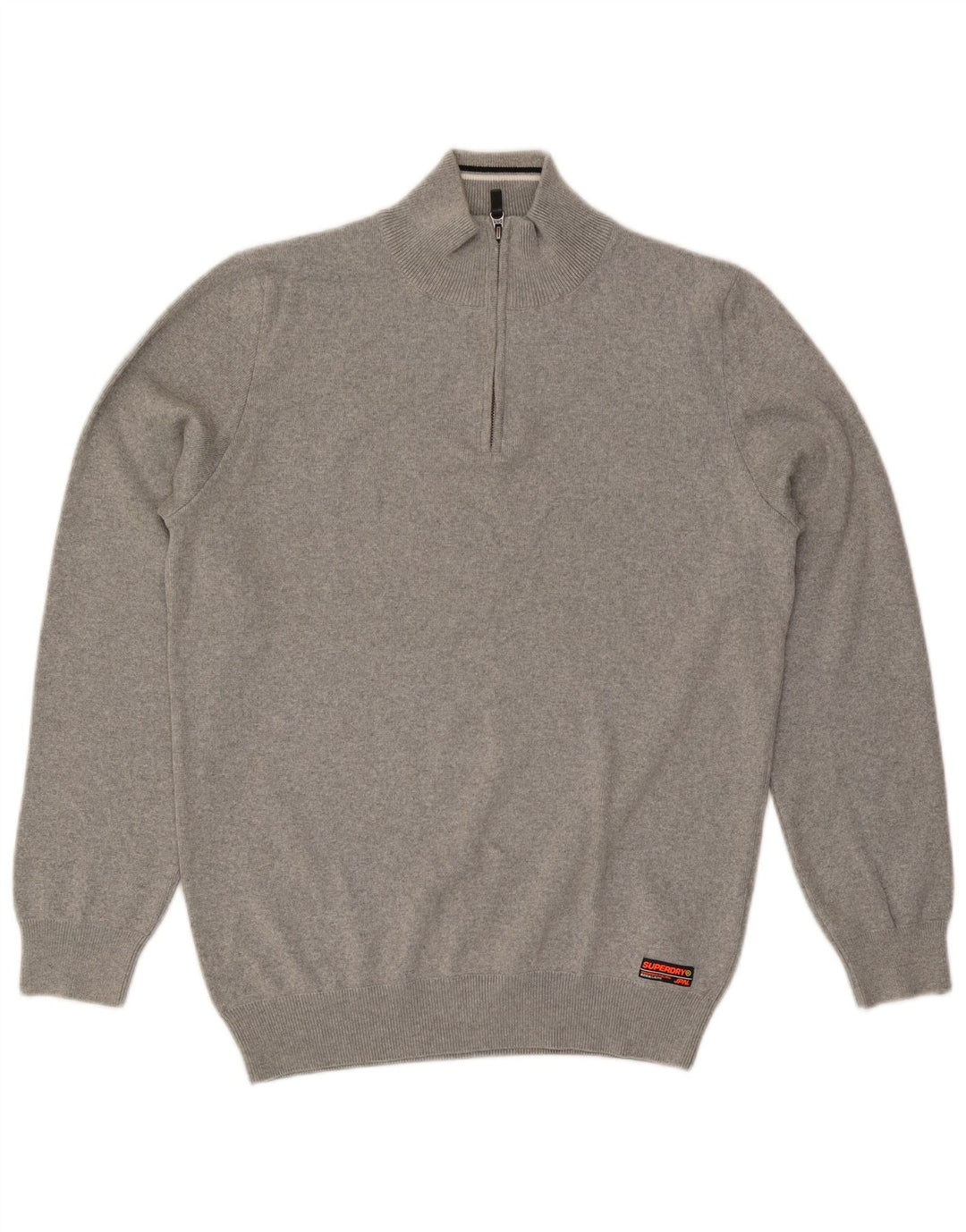 SUPERDRY Jersey con cuello y cremallera para hombre XL Gris Algodón