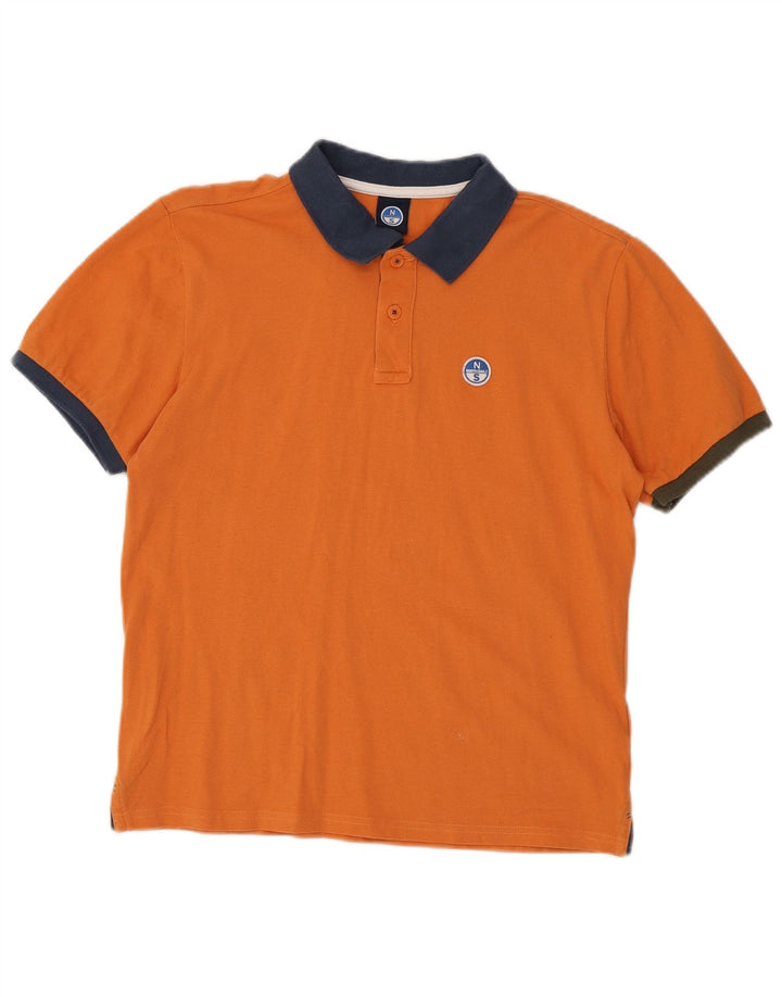 Polo North Sails Hombre De Algodón Color Block Naranja Medio