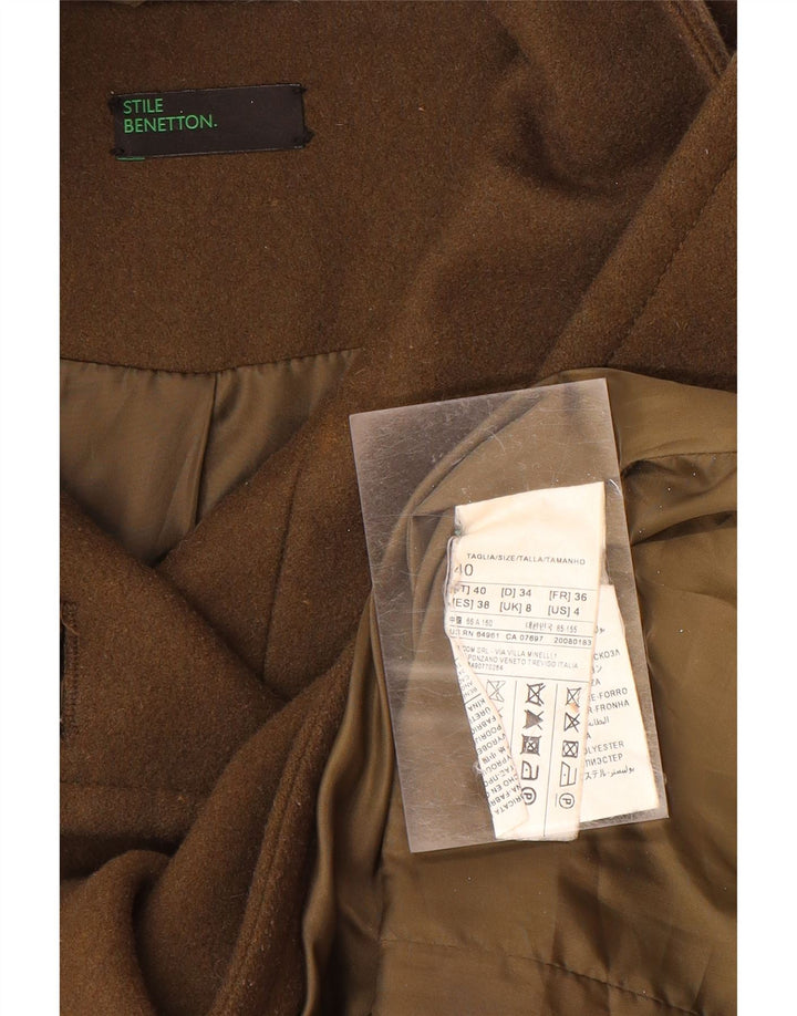 BENETTON Abrigo para mujer UK 8 Small Lana marrón