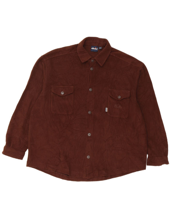 Ellesse Camisa holgada de forro polar para hombre UK 36 Small Marrón Poliéster