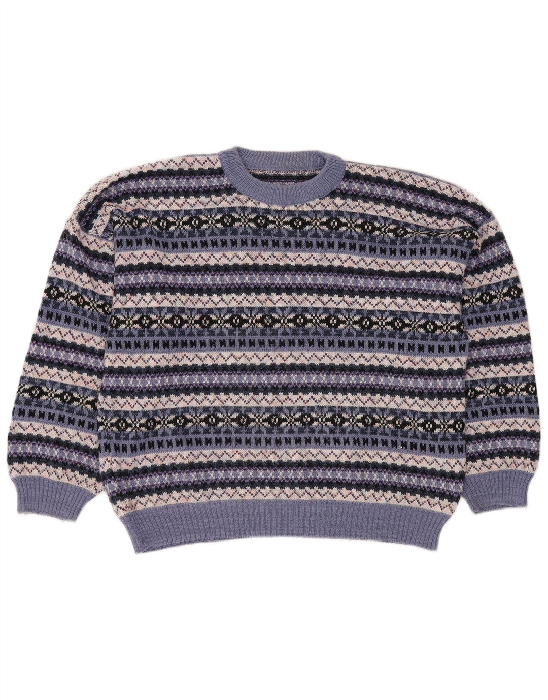 Vintage mujer cuello redondo jersey suéter Reino Unido 18 XL multicolor Fair Isle