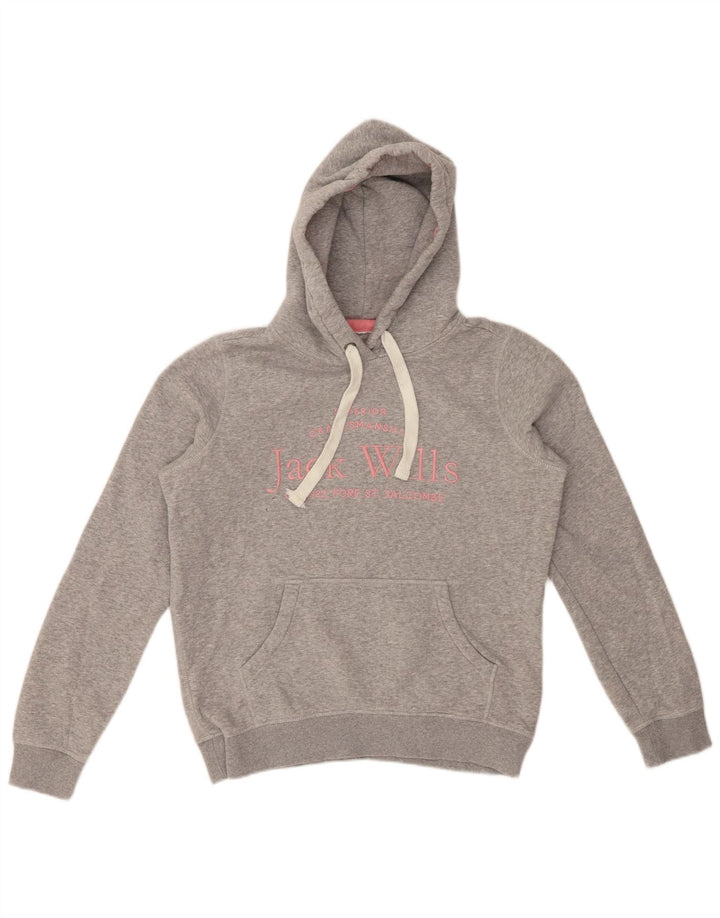 JACK WILLS Jersey con capucha de gran tamaño para mujer con gráfico UK 10 Small Grey Cotton