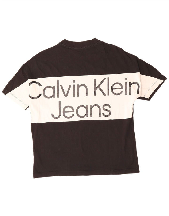 CALVIN KLEIN JEANS Camiseta gráfica para hombre Top XL Algodón color block negro