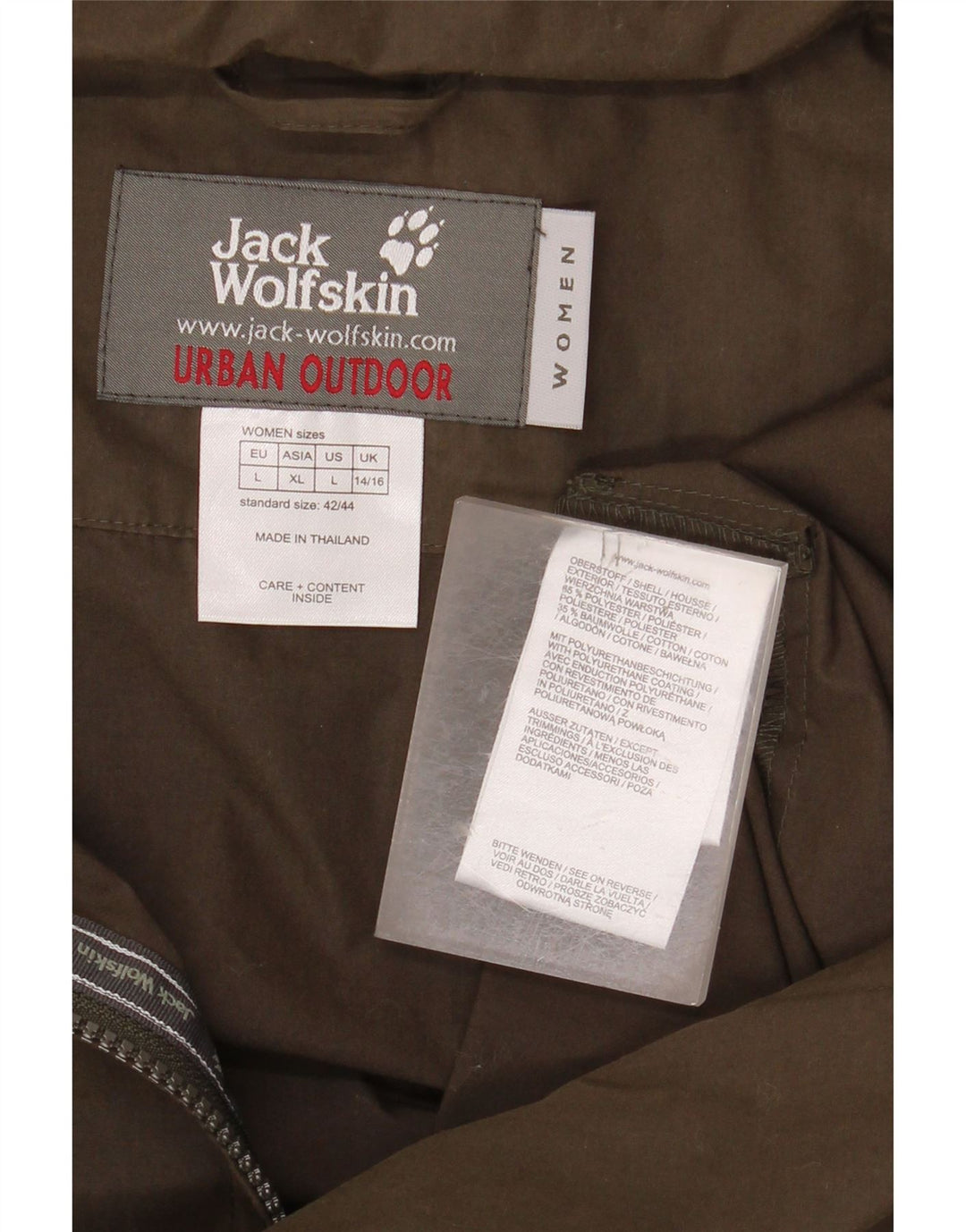 JACK WOLFSKIN Chaqueta cortavientos para mujer Reino Unido 40/16 Grande Caqui Poliéster