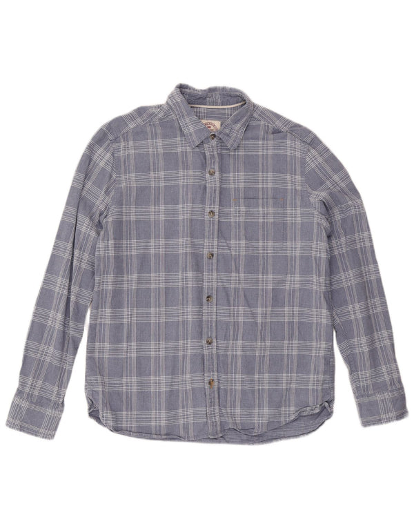 Camisa de hombre Fat Face de algodón con cuadros azules grandes