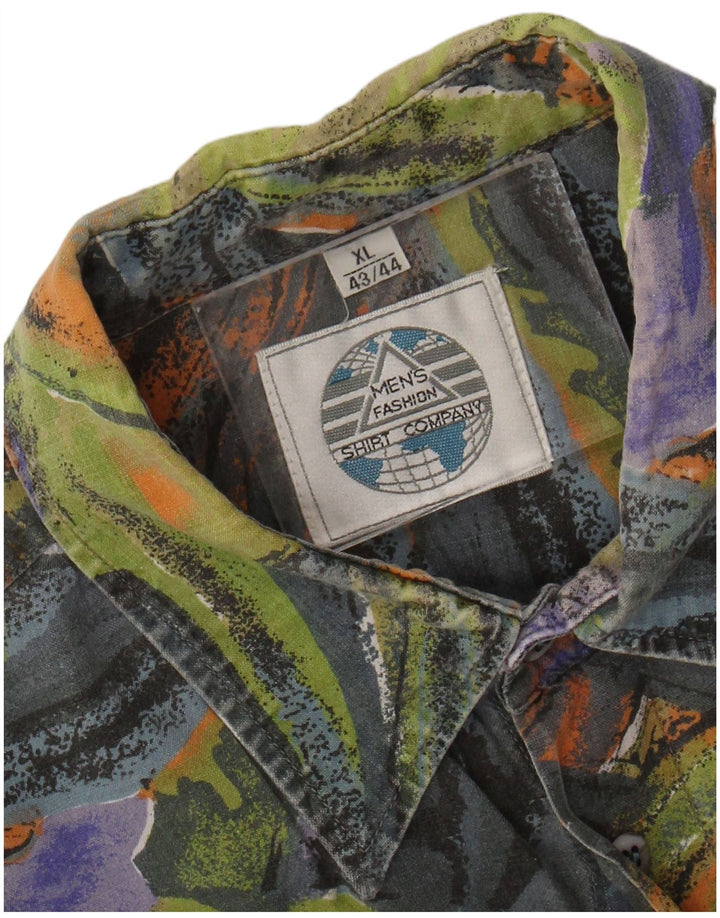 VINTAGE Camisa con estampado abstracto para hombre Talla 43/44 XL Multicolor
