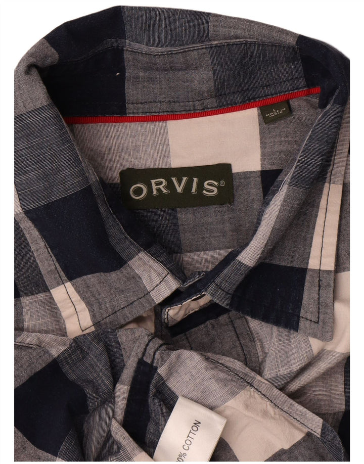 Camisa Orvis Hombre Grande Azul Marino Cuadros Algodón