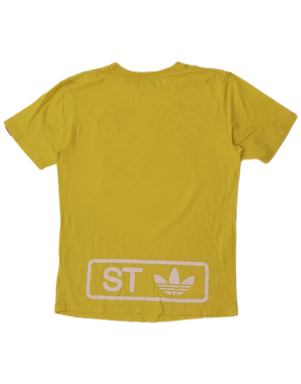 Adidas Hombre Camiseta Gráfica Top Algodón Amarillo Medio
