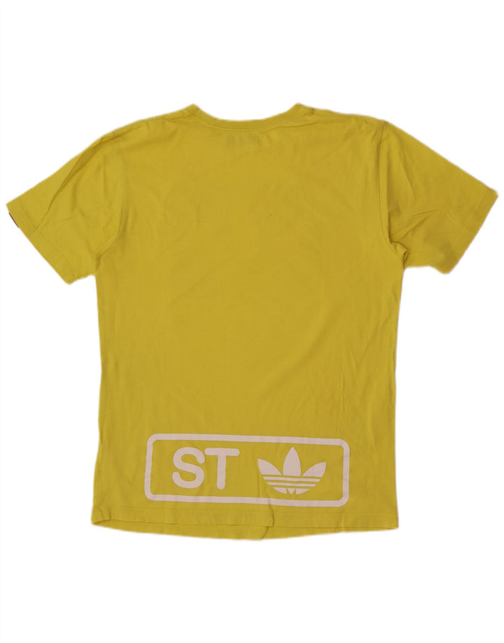 Adidas Hombre Camiseta Gráfica Top Algodón Amarillo Medio