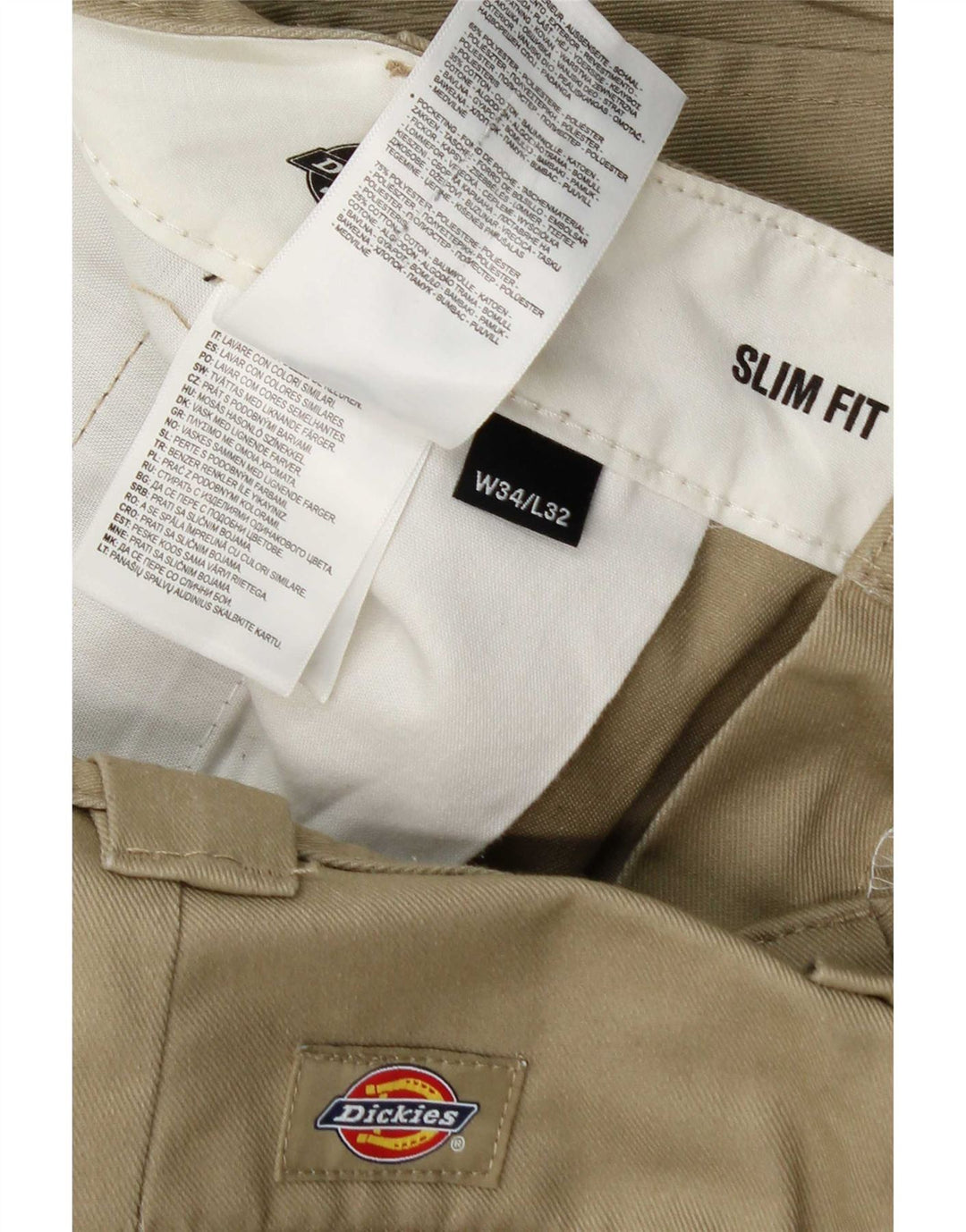 Dickies Pantalón chino slim fit para hombre W34 L32 Poliéster caqui