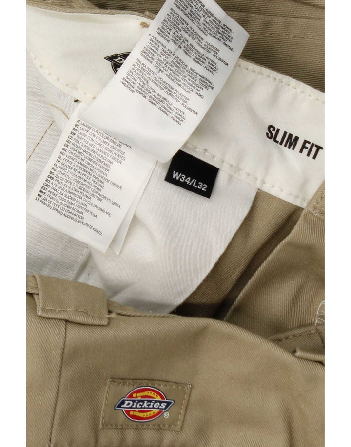Dickies Pantalón chino slim fit para hombre W34 L32 Poliéster caqui