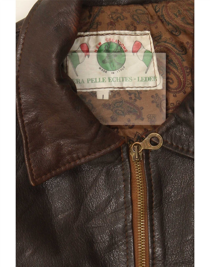 Vintage hombres chaqueta de cuero Reino Unido 40 marrón grande