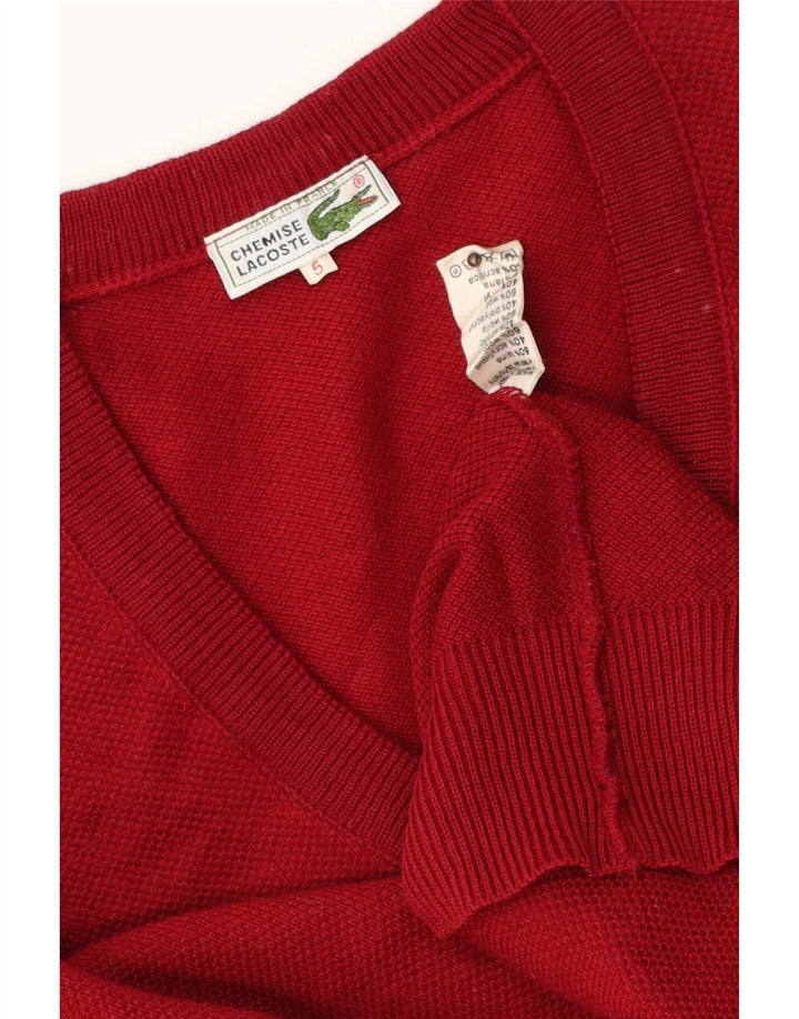 Lacoste - Jersey con cuello en V para hombre, talla 5, lana roja grande