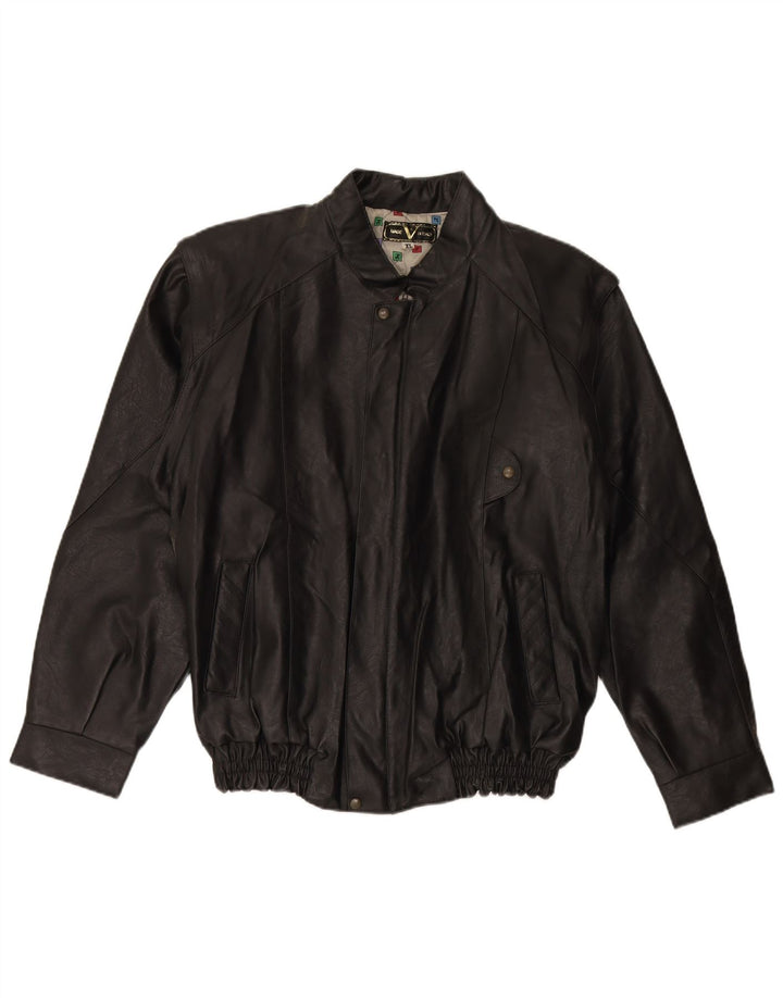 VINTAGE Chaqueta de cuero para hombre Reino Unido 42 XL Negro