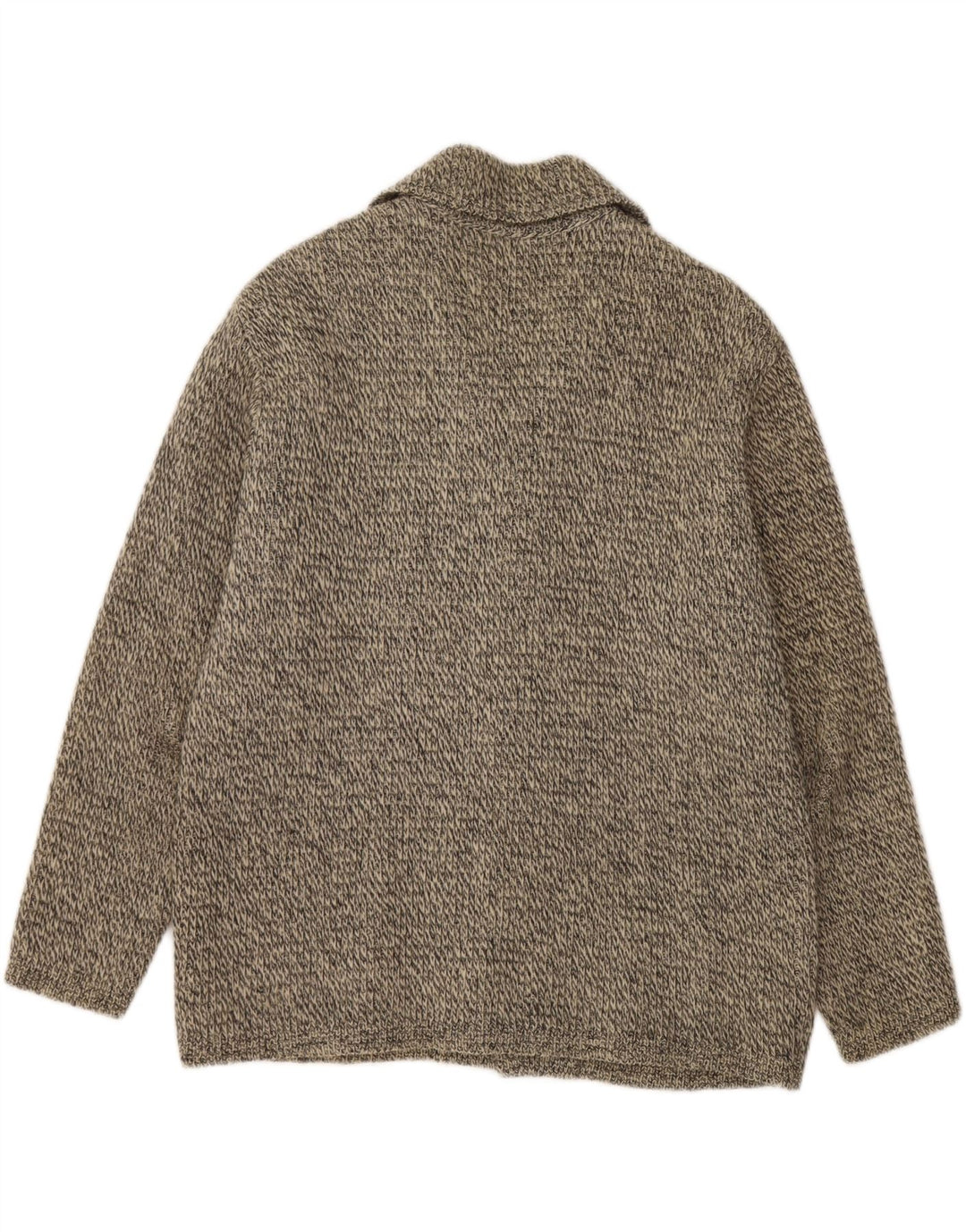 Vintage hombres Cardigan suéter medio gris moteado
