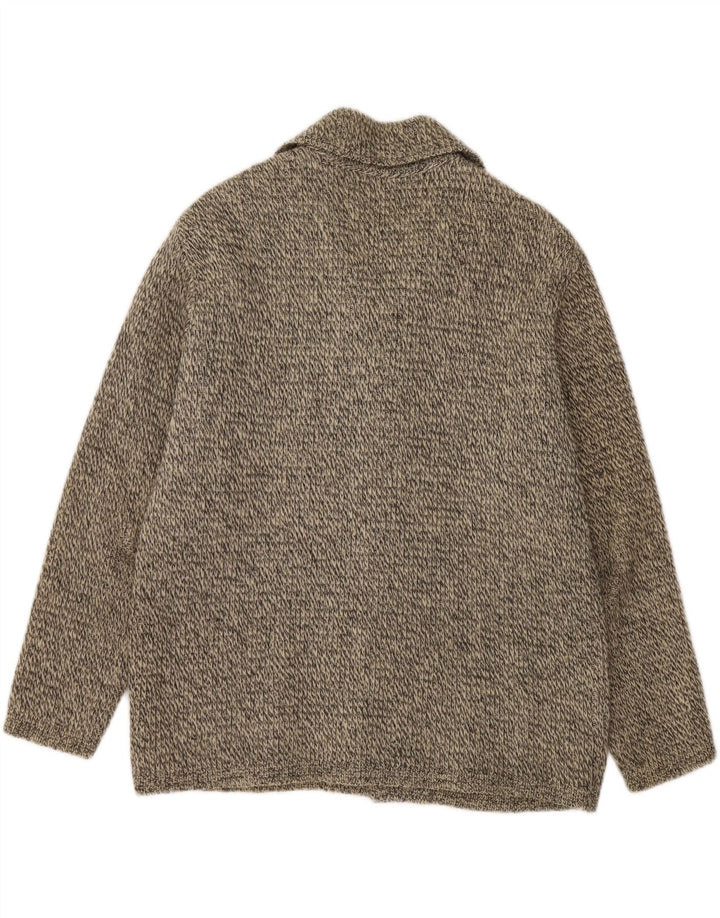 Vintage hombres Cardigan suéter medio gris moteado